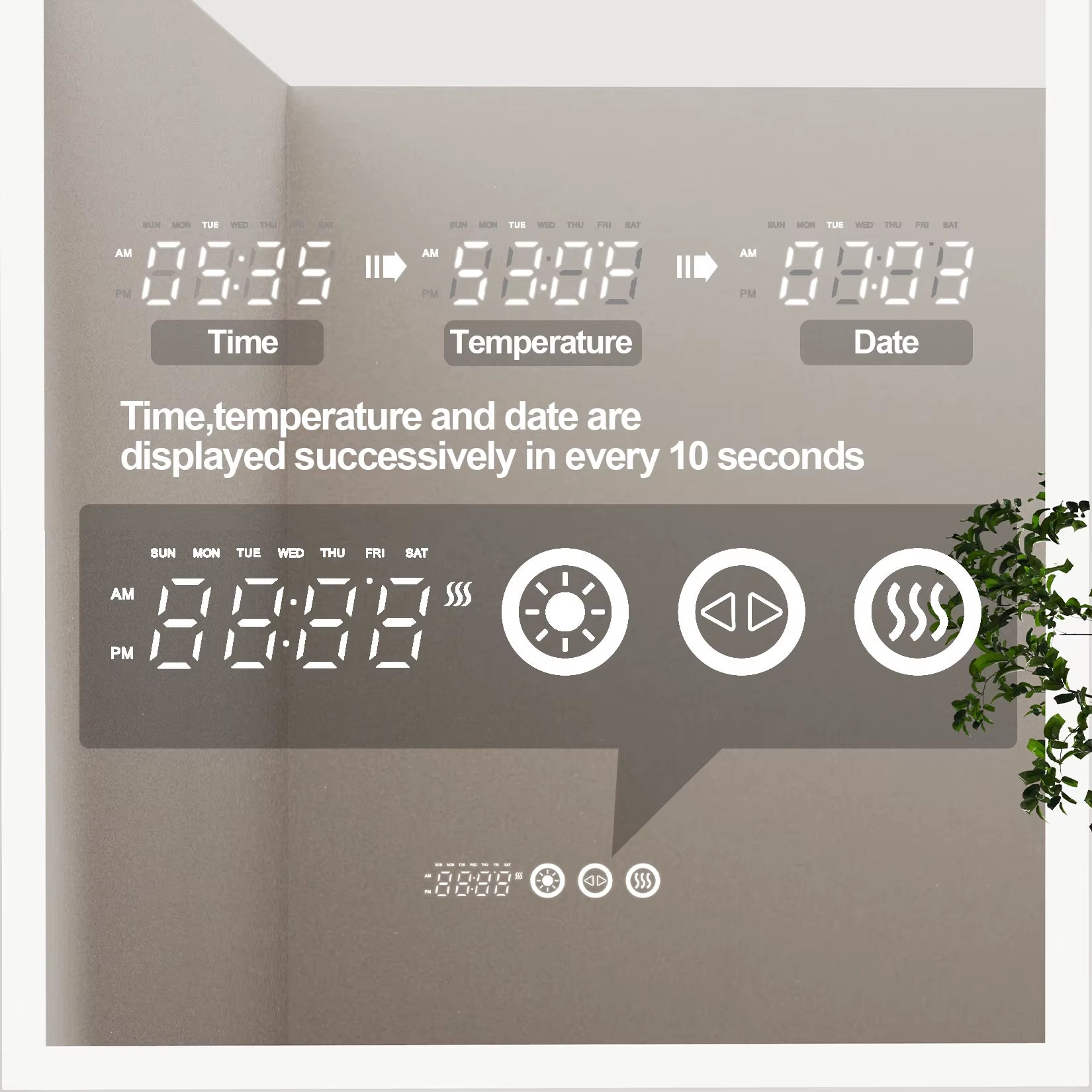 Backlit Smart LED Bathroom Mirror: 36 X 24 Inch Arched Dimmable 3 Colors Anti-Fog Lighted Mirrors with Time Temperature - CRI95