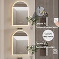 Backlit Smart LED Bathroom Mirror: 36 X 24 Inch Arched Dimmable 3 Colors Anti-Fog Lighted Mirrors with Time Temperature - CRI95