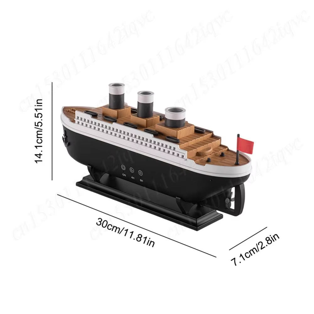 250Ml Titanic Ship Model Air Humidifier Essential Oil Diffuser Jellyfish Smoke Ring Spray Aroma Diffuser Night Light for Home