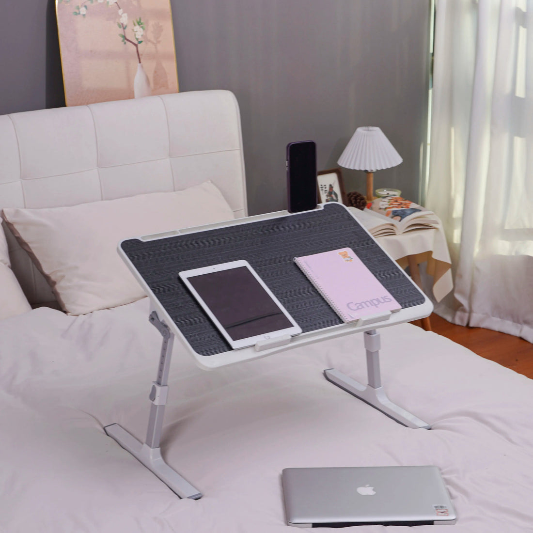 Foldable Laptop Bed Tray Table, Height and Angle Adjustable Laptop Bed Table, Laptop Table for Bed/Sofa/Sofa Chair/Floor, Laptop
