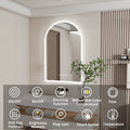 Backlit Smart LED Bathroom Mirror: 36 X 24 Inch Arched Dimmable 3 Colors Anti-Fog Lighted Mirrors with Time Temperature - CRI95